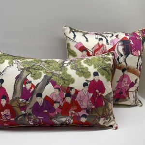 Almohadones decorativos de seda con estampado oriental
