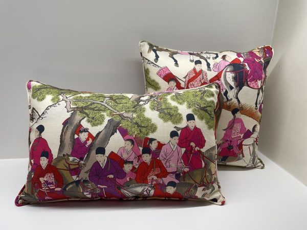 Almohadones decorativos de seda con estampado oriental